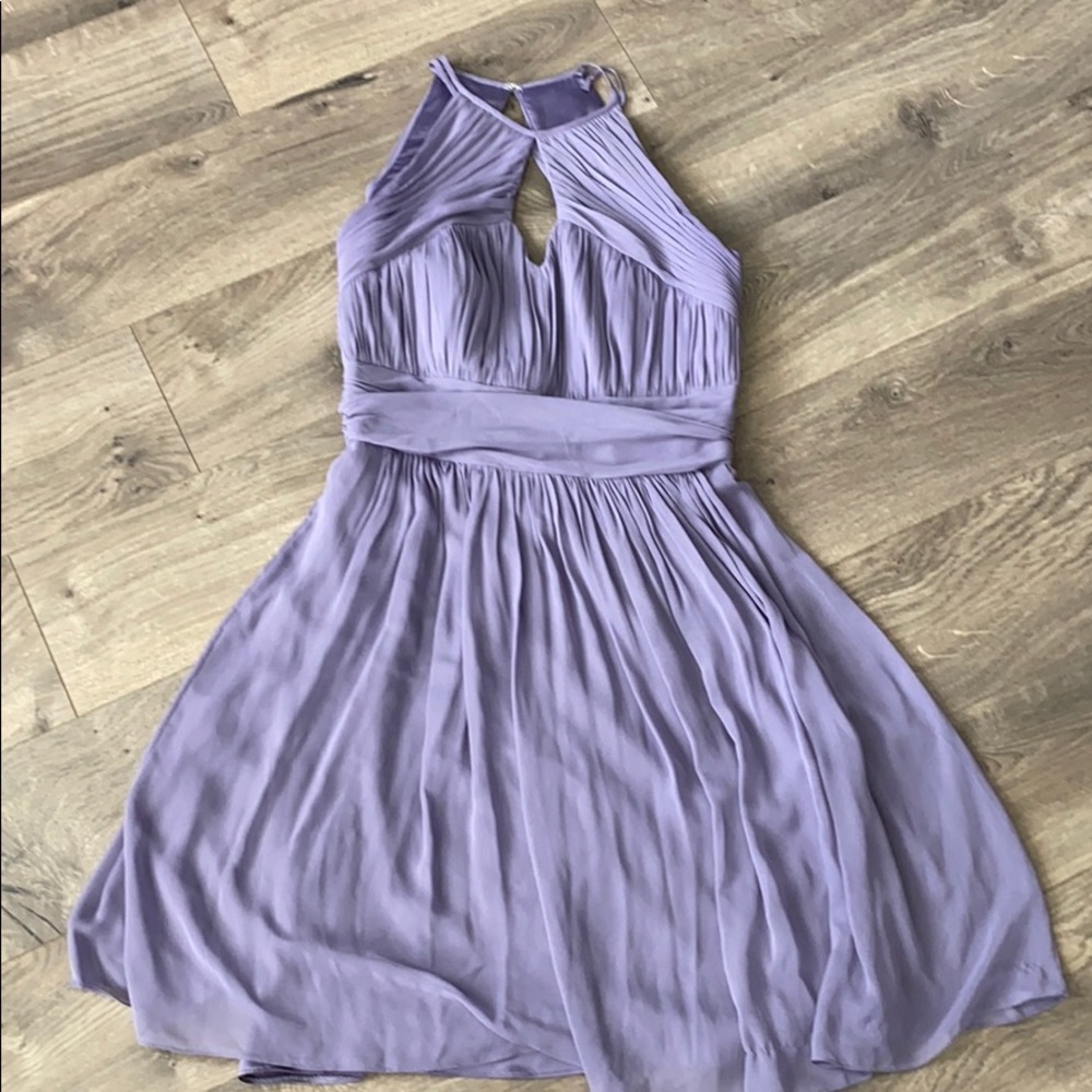 Dessy high neck chiffon lavender dress size 8